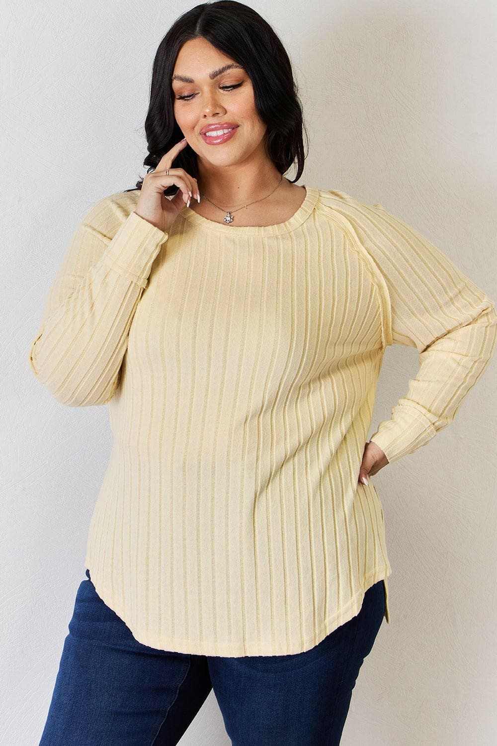Camisetas Trendsi TIKTOK - Camiseta chic de cuello redondo acanalado