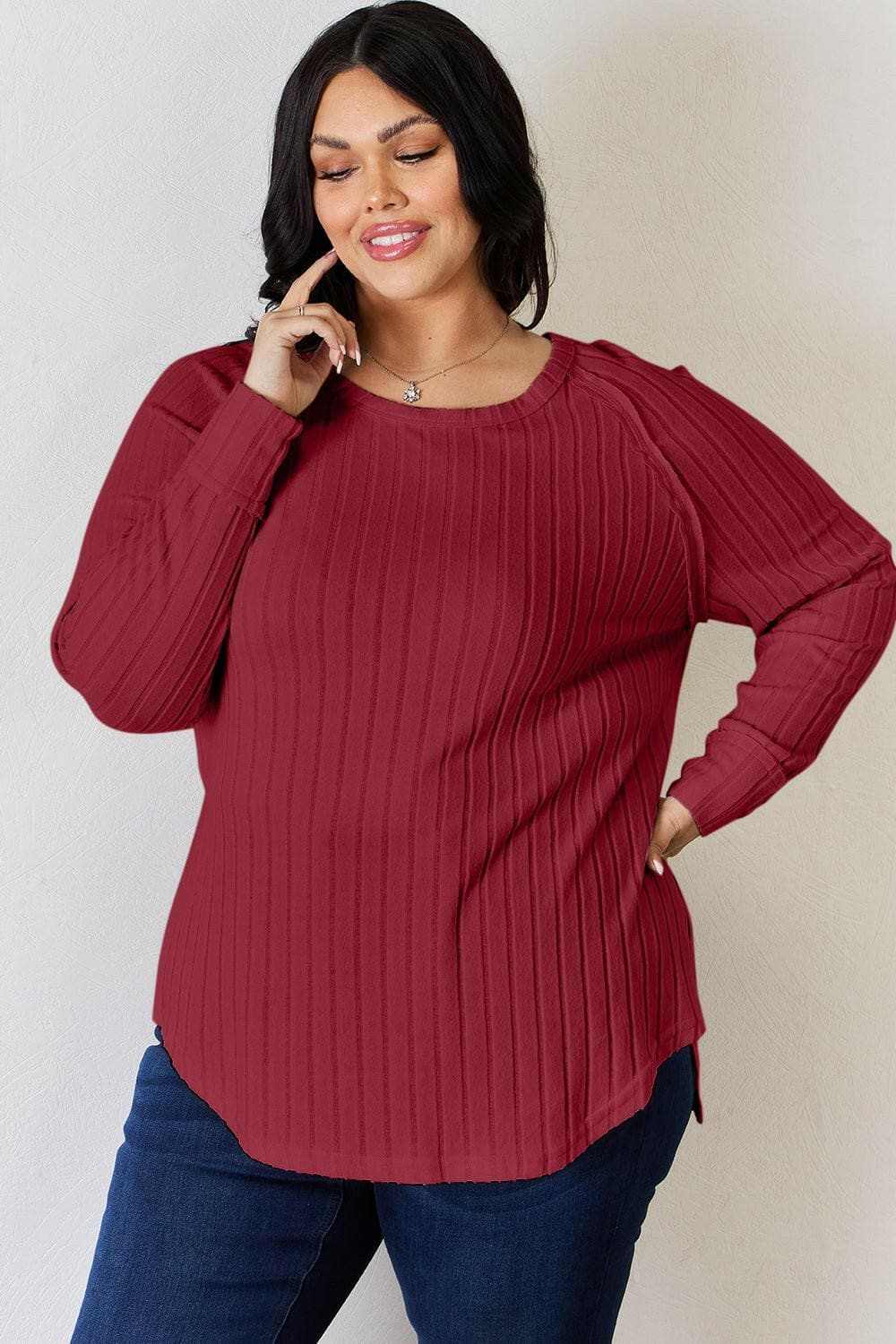 Camisetas Trendsi TIKTOK - Camiseta chic de cuello redondo acanalado