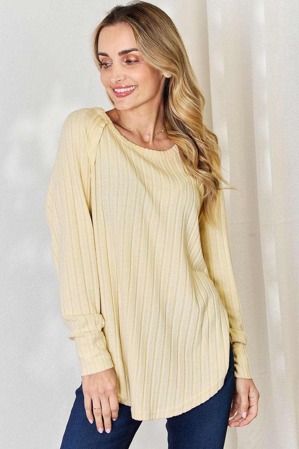 Camisetas Trendsi TIKTOK - Camiseta chic de cuello redondo acanalado