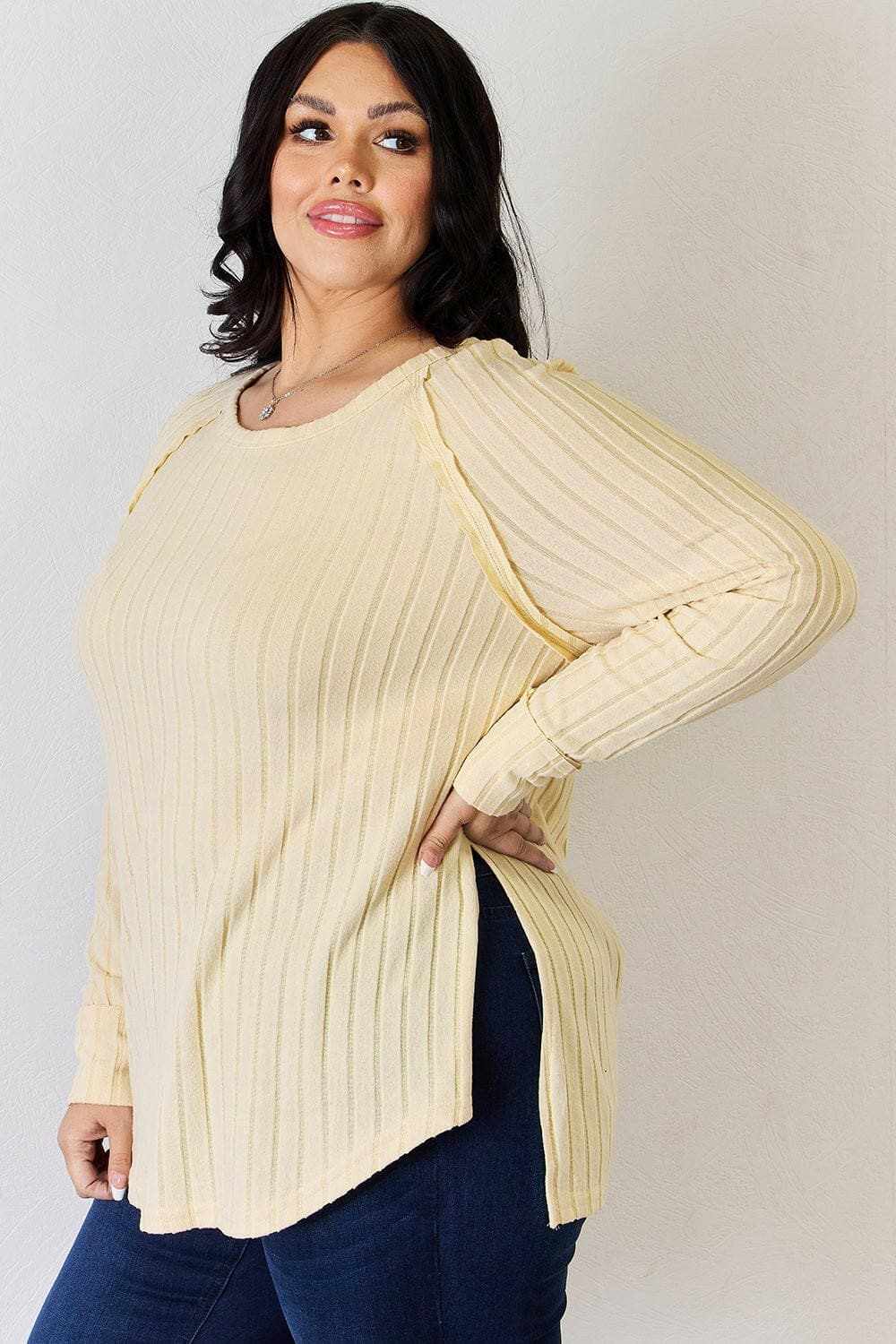 Camisetas Trendsi TIKTOK - Camiseta chic de cuello redondo acanalado