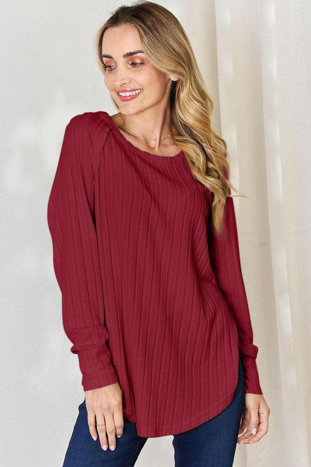Camisetas Trendsi TIKTOK - Camiseta chic de cuello redondo acanalado