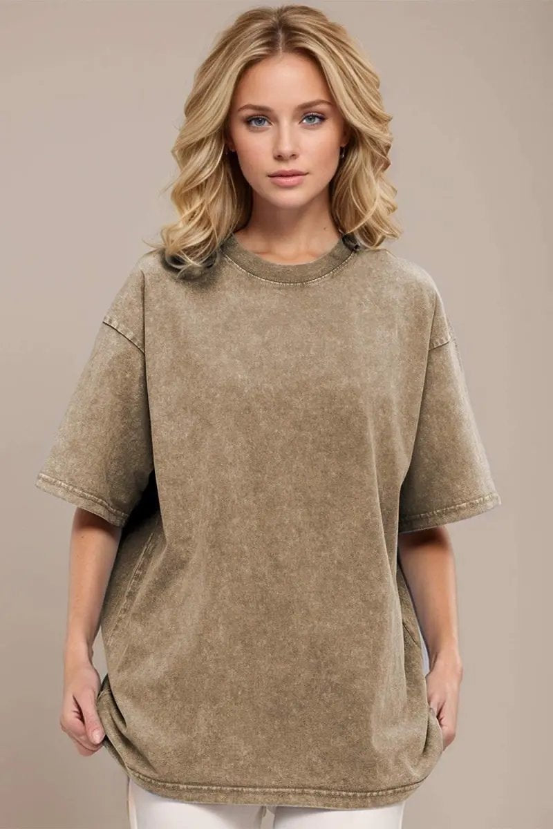 T-Shirts Trendsi Basic Bae Round Neck Half Sleeve T-Shirt for Women