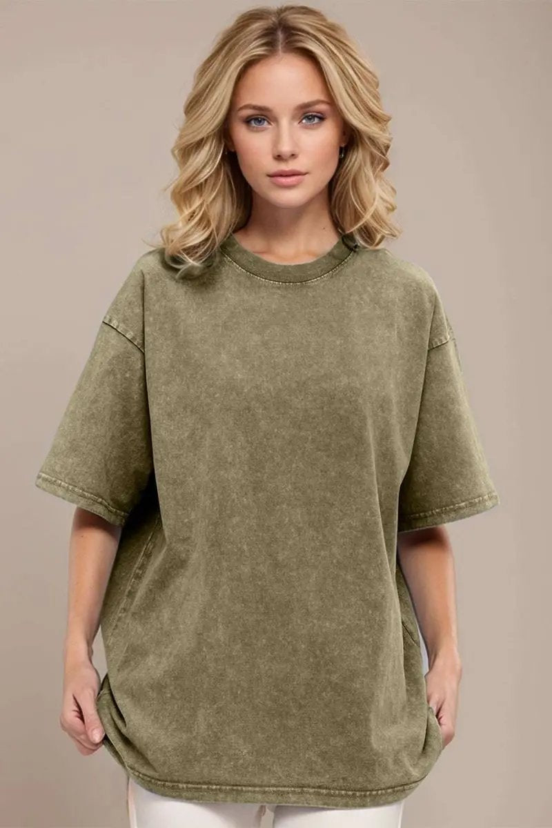 T-Shirts Trendsi Basic Bae Round Neck Half Sleeve T-Shirt for Women