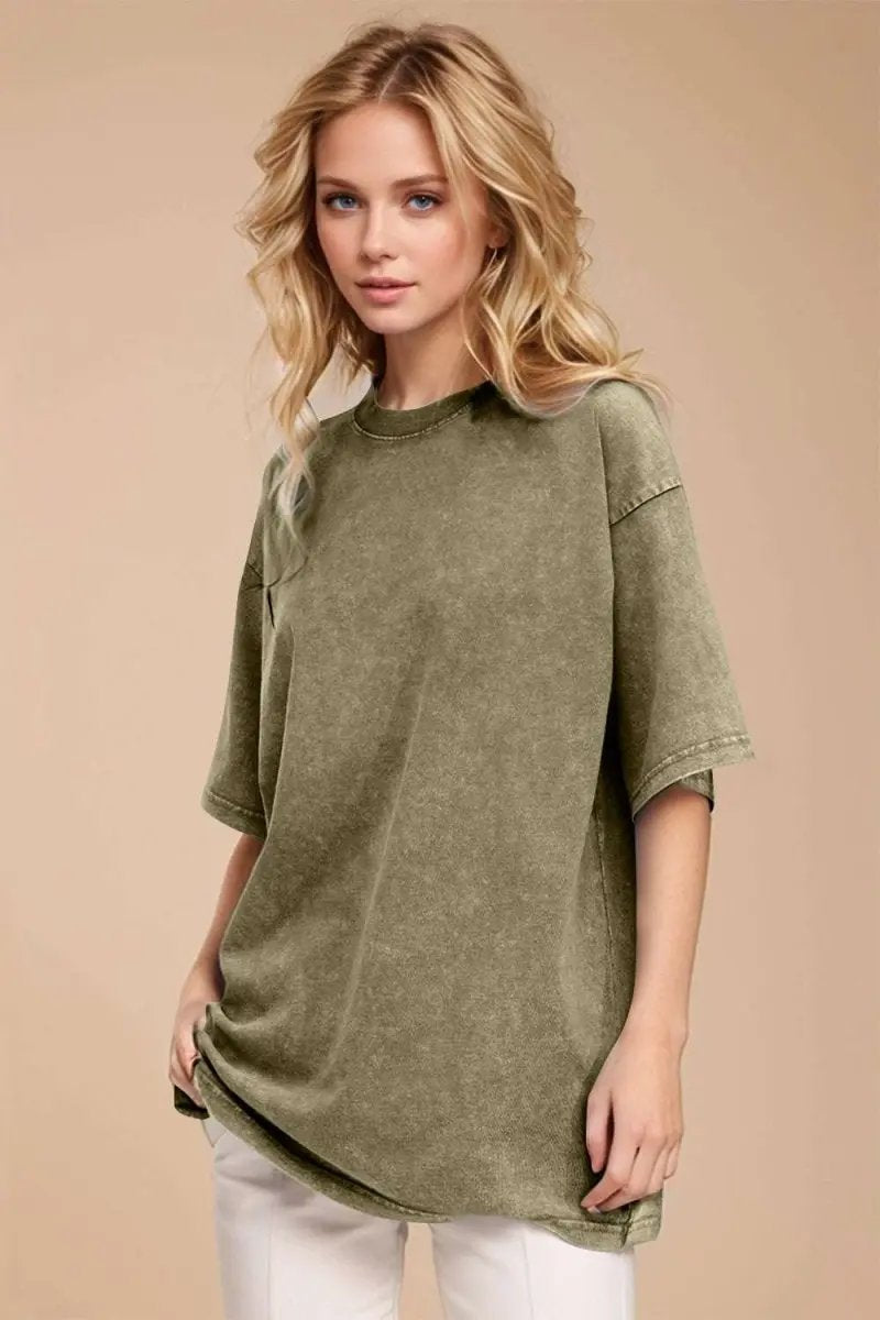 T-Shirts Trendsi Basic Bae Round Neck Half Sleeve T-Shirt for Women
