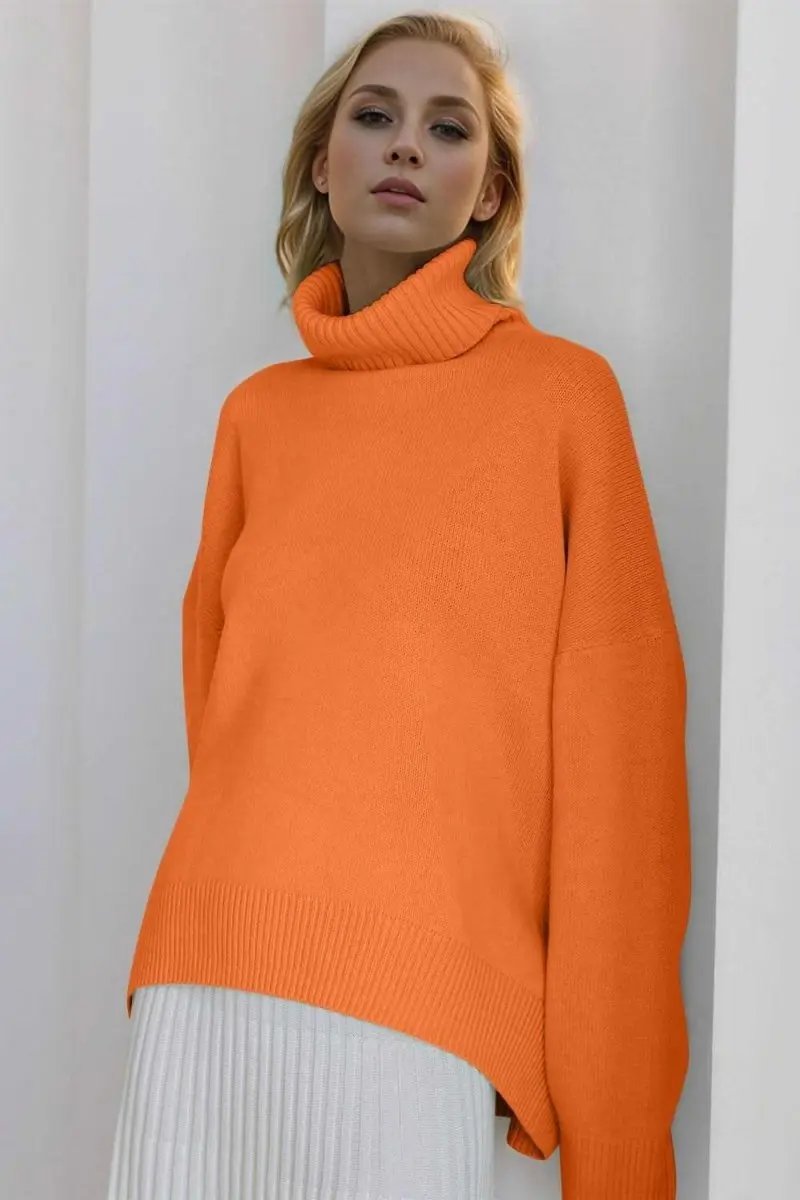 Sweaters Trendsi Basic Bae Turtleneck Dropped Shoulder Long Sleeve