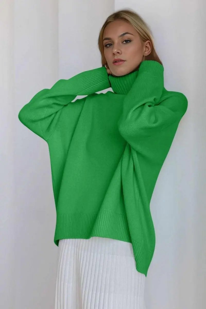 Sweaters Trendsi Basic Bae Turtleneck Dropped Shoulder Long Sleeve