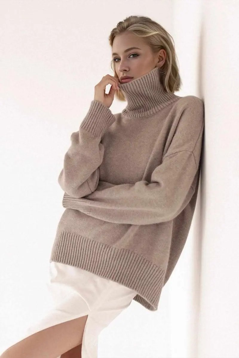 Sweaters Trendsi Basic Bae Turtleneck Dropped Shoulder Long Sleeve