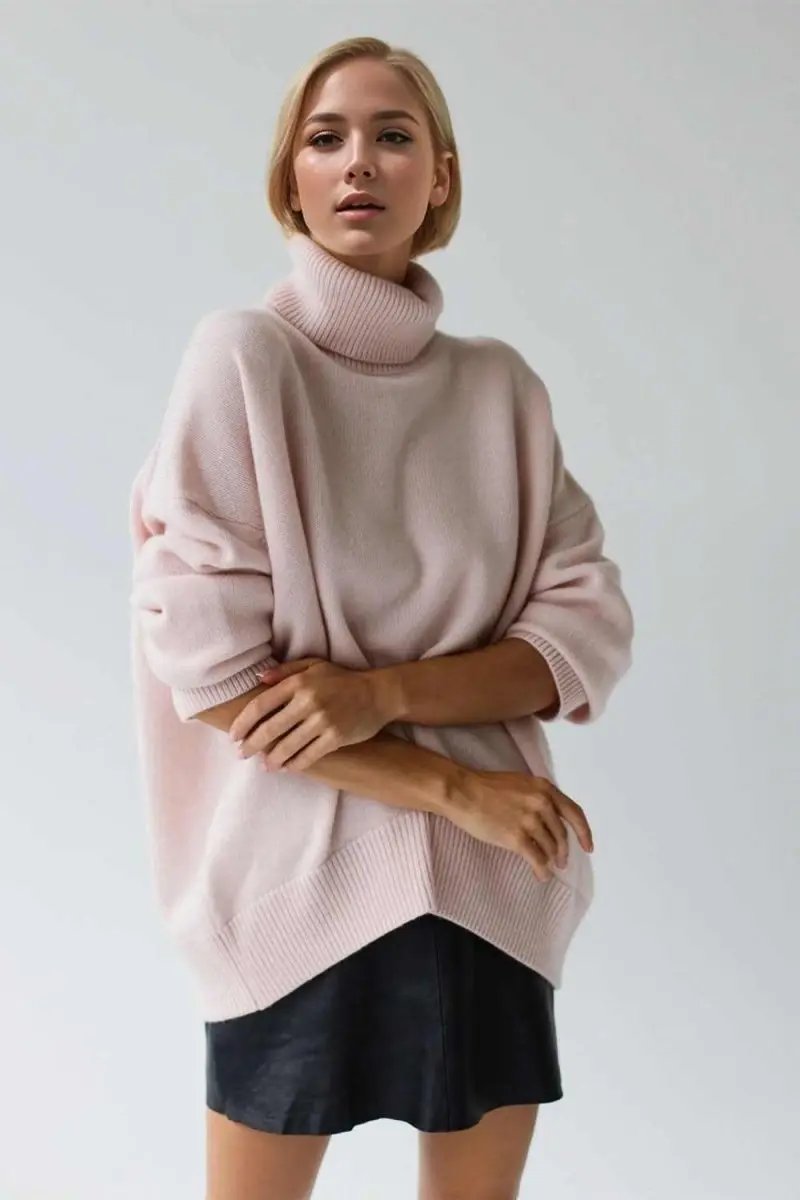 Sweaters Trendsi Basic Bae Turtleneck Dropped Shoulder Long Sleeve
