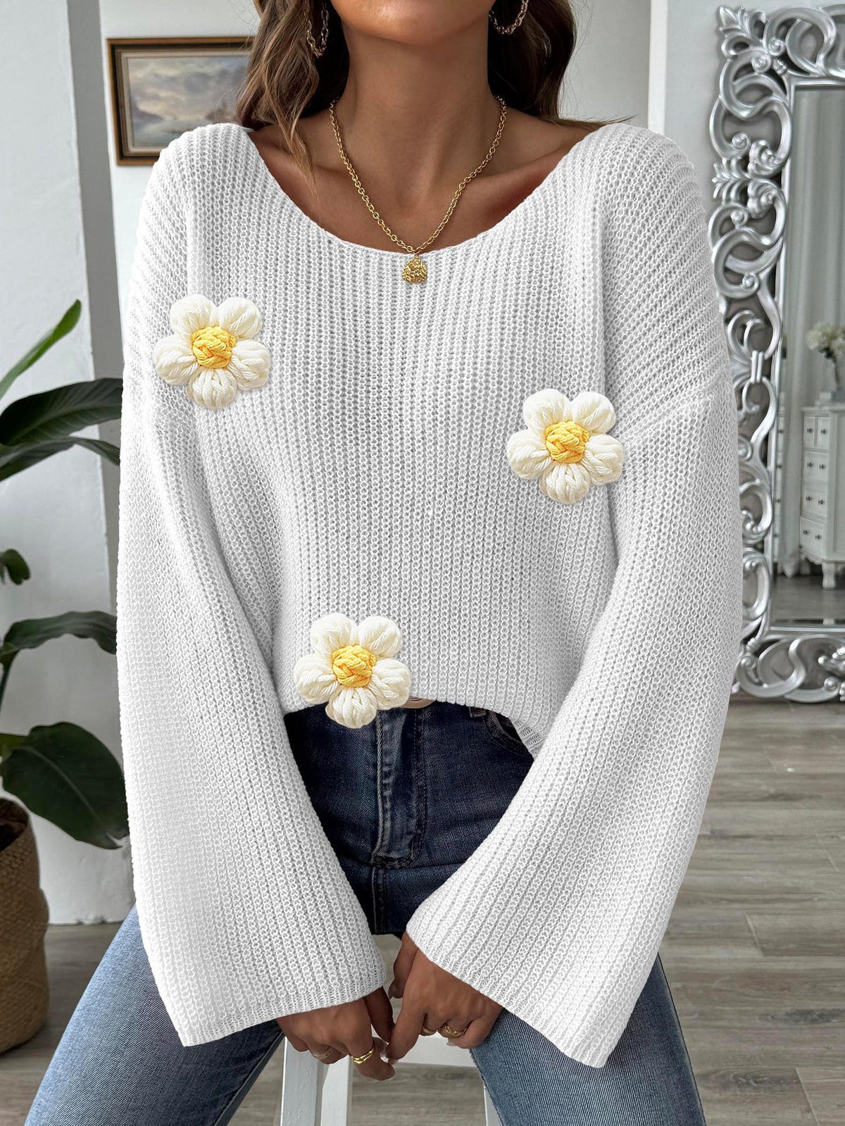 Women's Minimalist Loose-fit Off-shoulder Pullover Sweater
