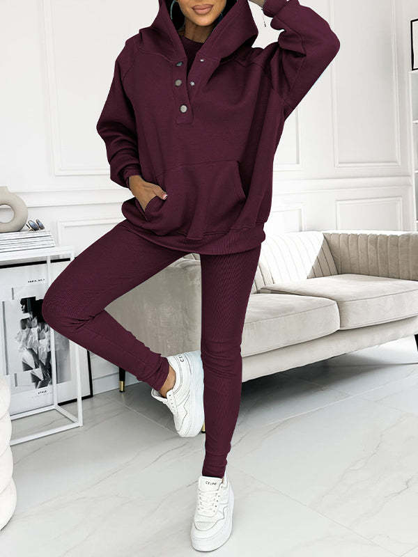 Sudadera informal con capucha, chaleco ajustado con hilo engrosado y pantalones, conjunto de tres piezas. Consulta la tabla de tallas en "más detalles".