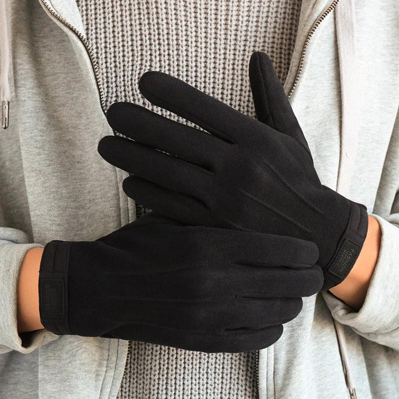 Men's Winter Fleece-lined Warm Wind-proof And Cold Protection Touch Screen Cycling Gloves