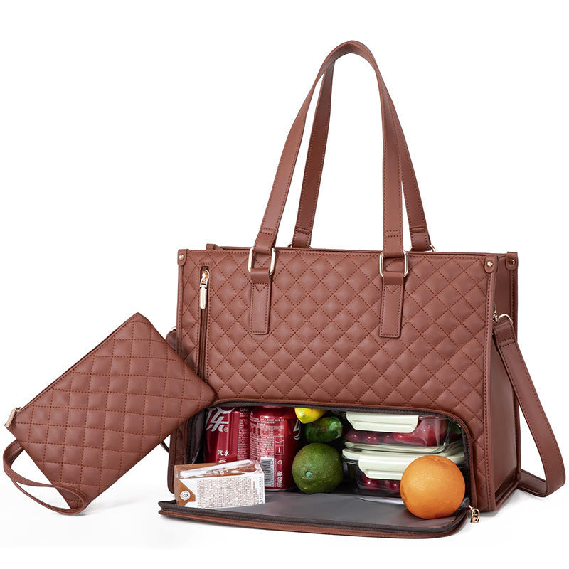 Women's Quilted Laptop Bag with Matching Crossbody