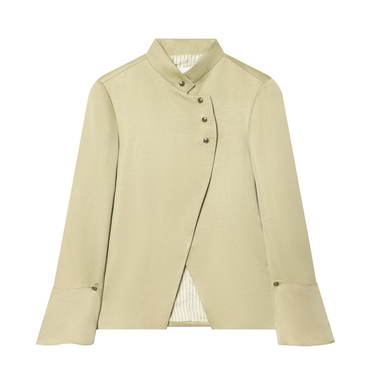 Fashionable And Versatile Tailored Blazer With A Mock Turtleneck And Layered Detailing