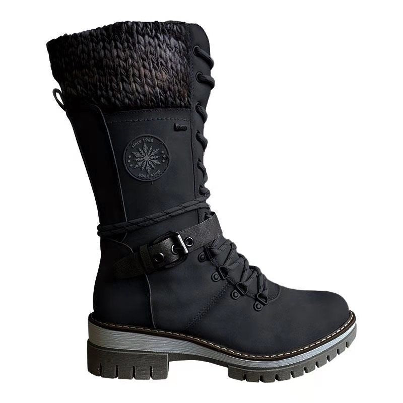 Women's High Square Heel Round Head Martin Boots