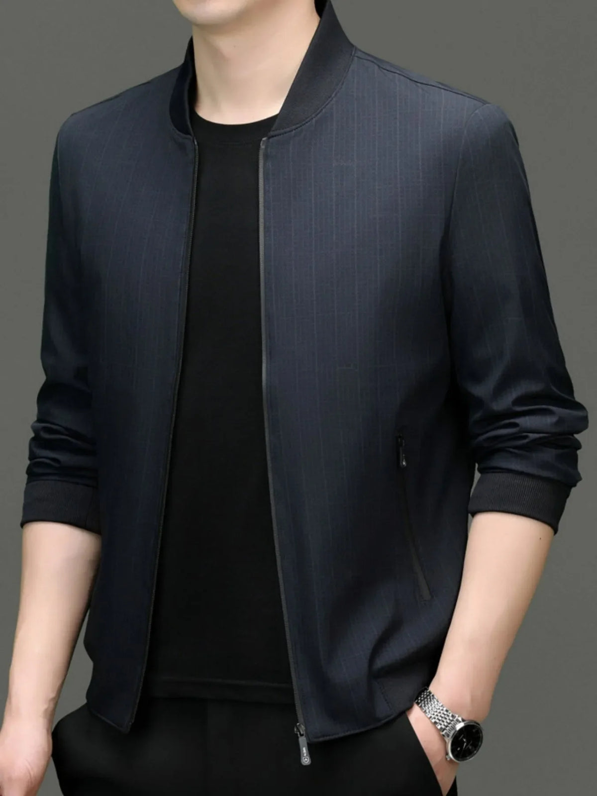 Men's Plus Size Zip Up Long Sleeve Jacket
