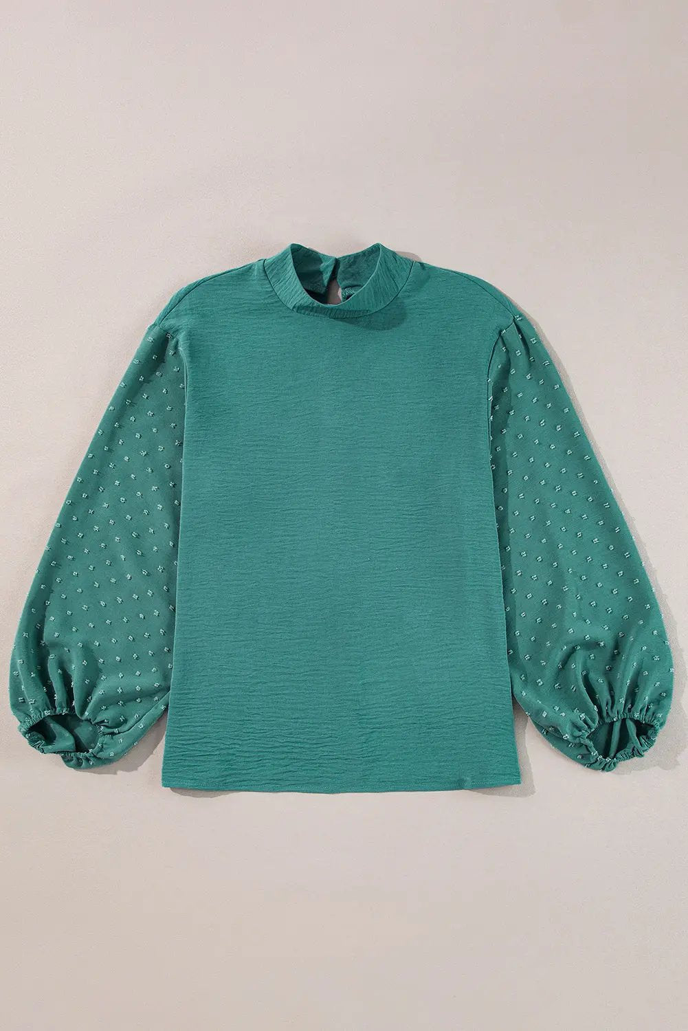 Women's Blouse - Red Swiss Dot Long Sleeve Keyhole - Southern Belle