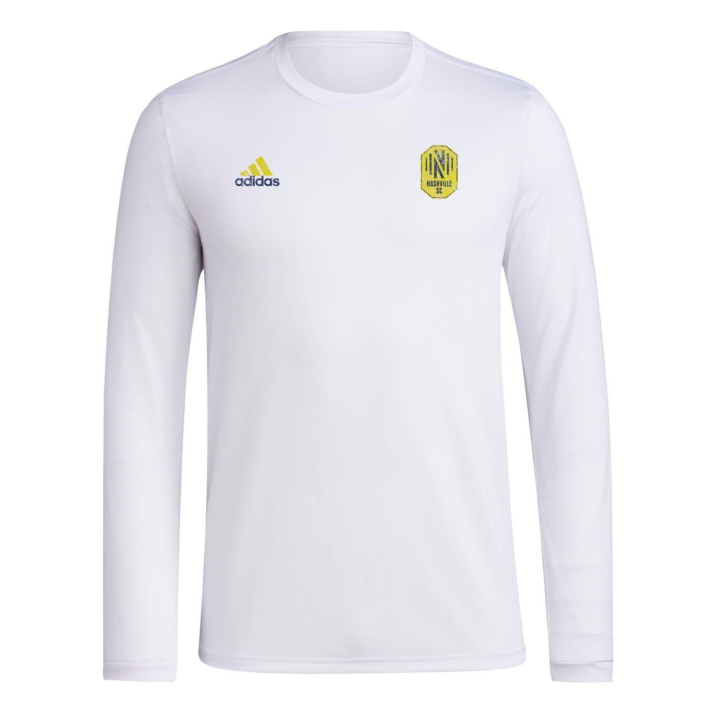 adidas Mens SC Long Sleeve Pre-Game T-Shirt White/Nashville Soccer Club 3X-Large