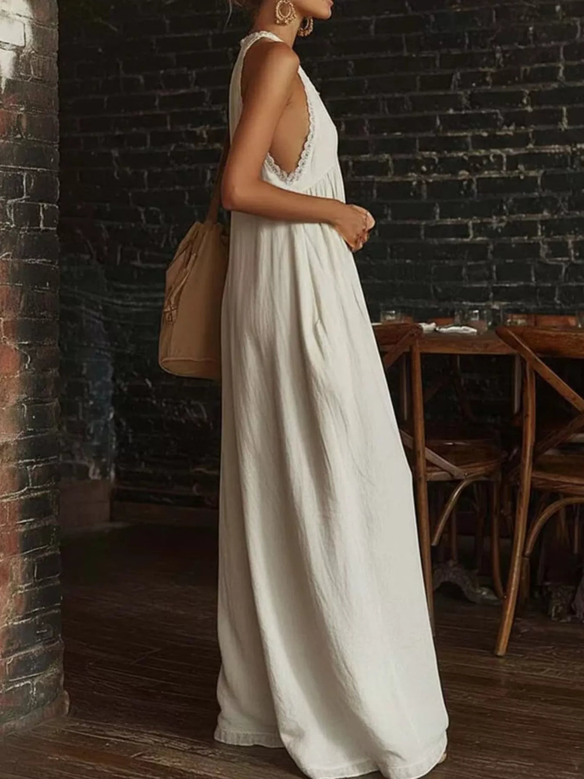 Full Size Lace Trim Wide-Leg Jumpsuit Plus Size