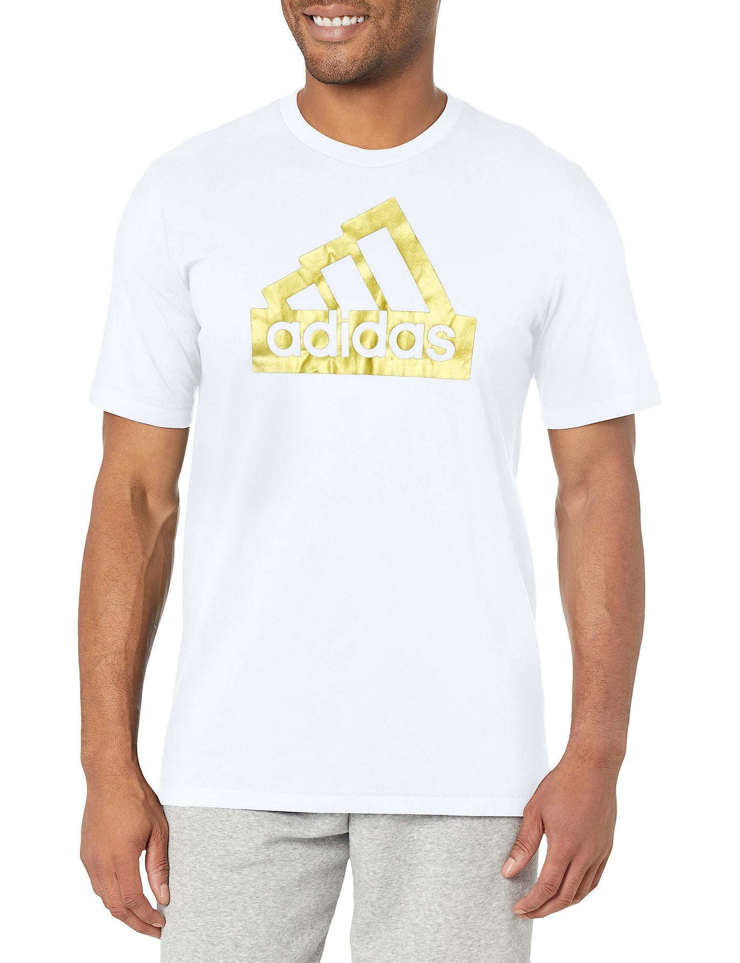 adidas Mens Tall Size Future Icons Metallic T-Shirt White Medium