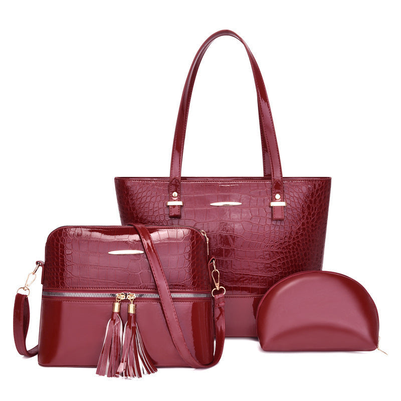 Crocodile Pattern Women's Mother and Child Bag Set