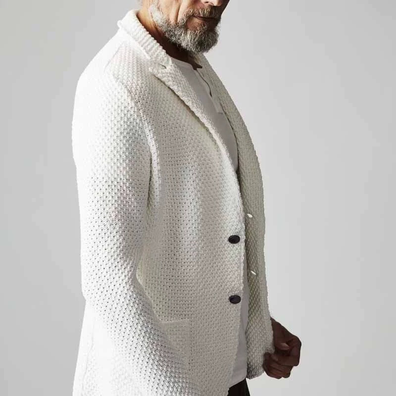 European And American Cross-Border Exclusive Independent Station Autumn And Winter Lapel Suit Casual Knitted Jacket Cardigan Sweater Jacket For Men