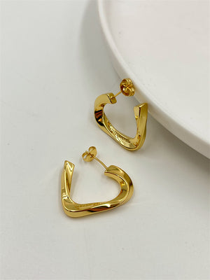 Triangle Earrings S925 Twisted Geometric Lines
