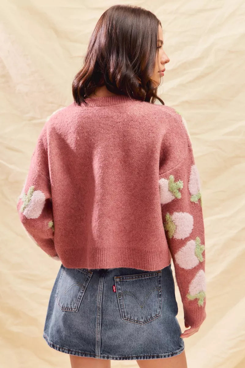 Cárdigan con botones y estampado de fresas de SO ME
