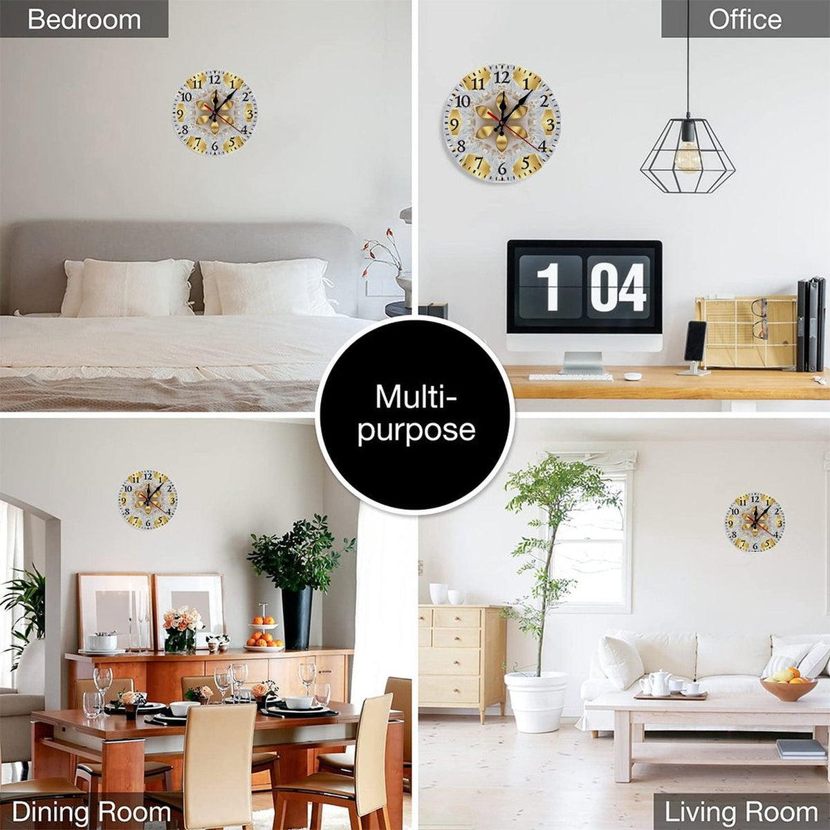 Golden Design Modern Wooden Wall Clock