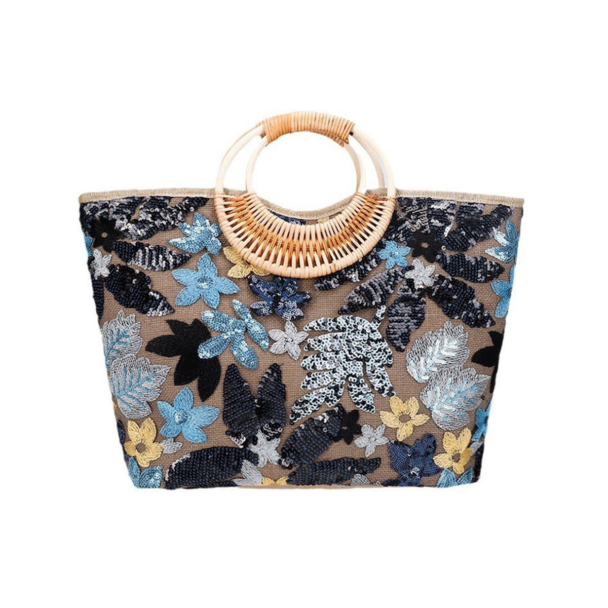 Large-Capacity Woven Sequin Tote Bag Handbag
