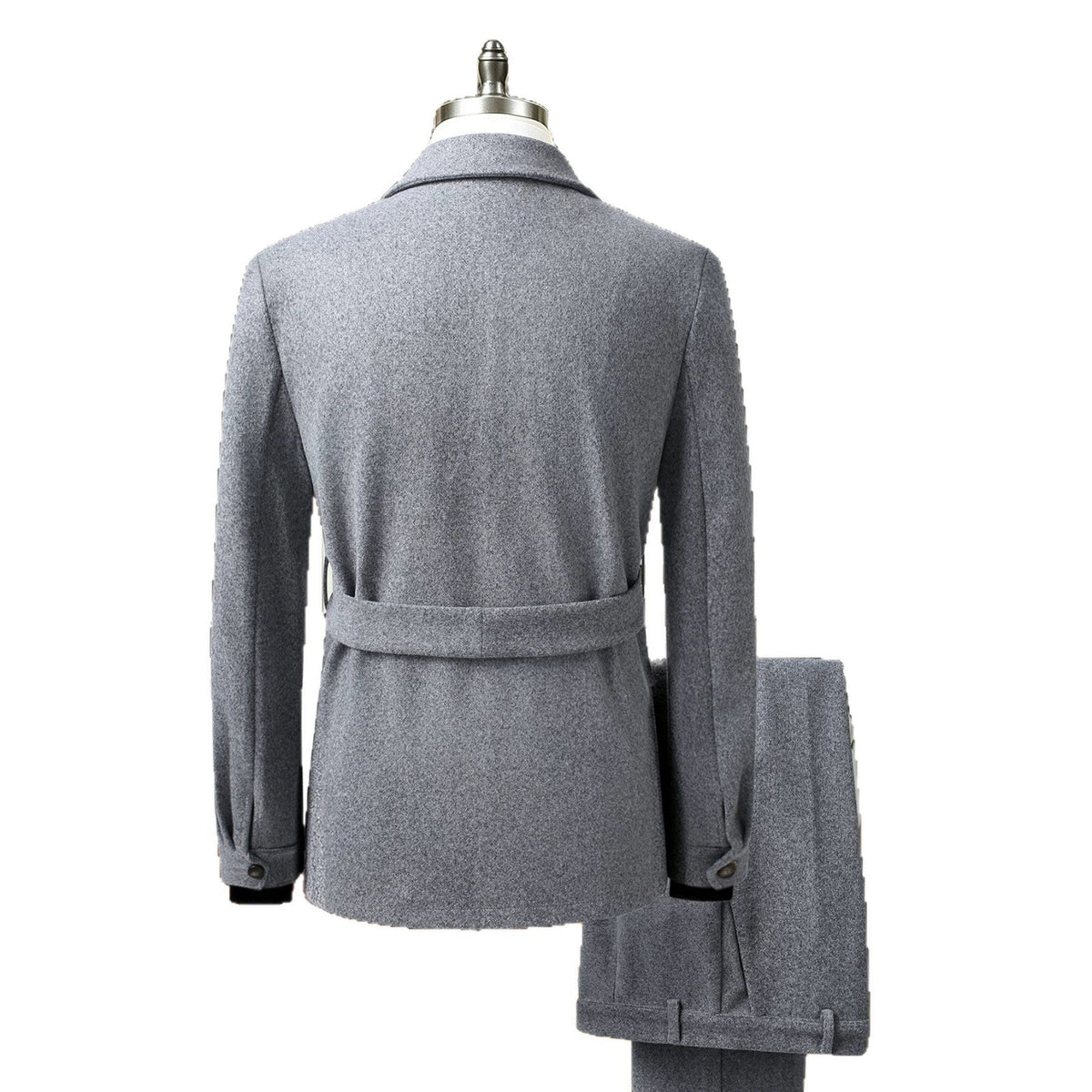 Mens Lapel Single-breasted Waist-cinched Coat With Multiple Pockets