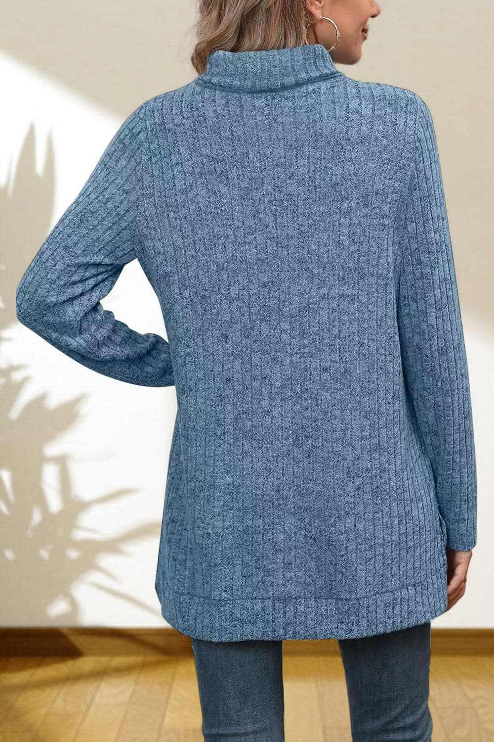 Sweater Pullovers Trendsi Chic high-low turtleneck top