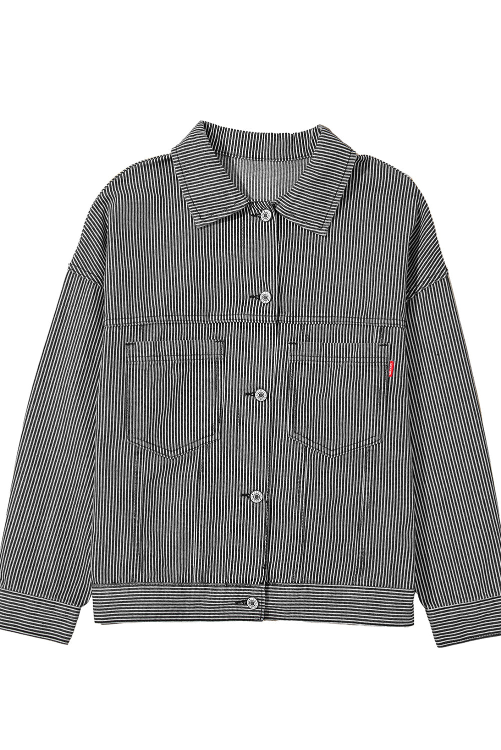Chaqueta vaquera oversize con bolsillo, lavada a la piedra, a rayas azules
