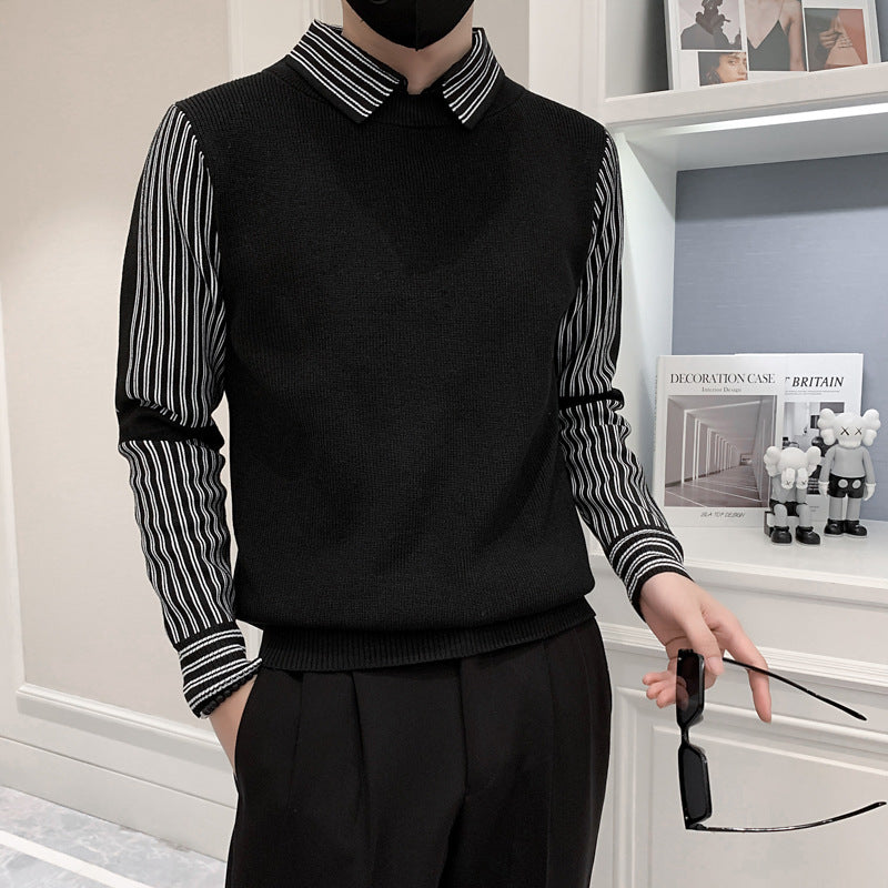 Fake Two Pieces Sweaters Men's Base Knitting