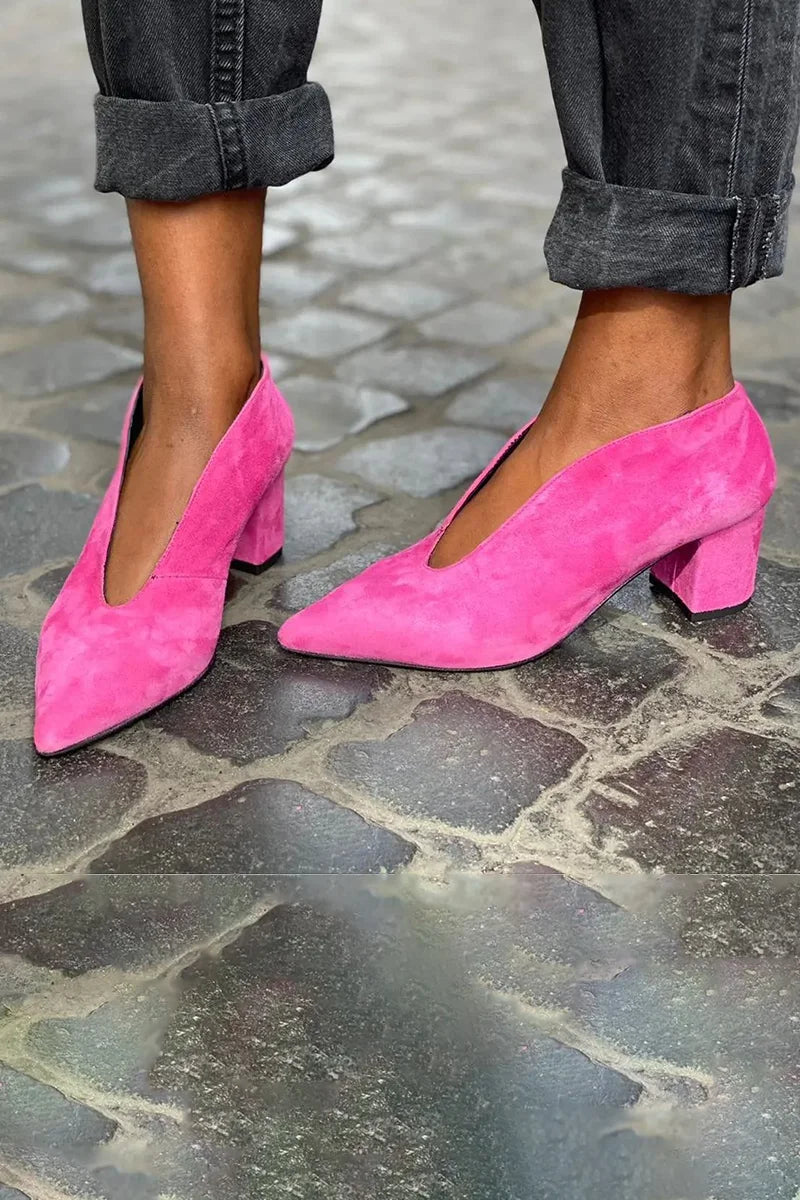 Women's Pointed-Toe Suede Slip-On Heels
