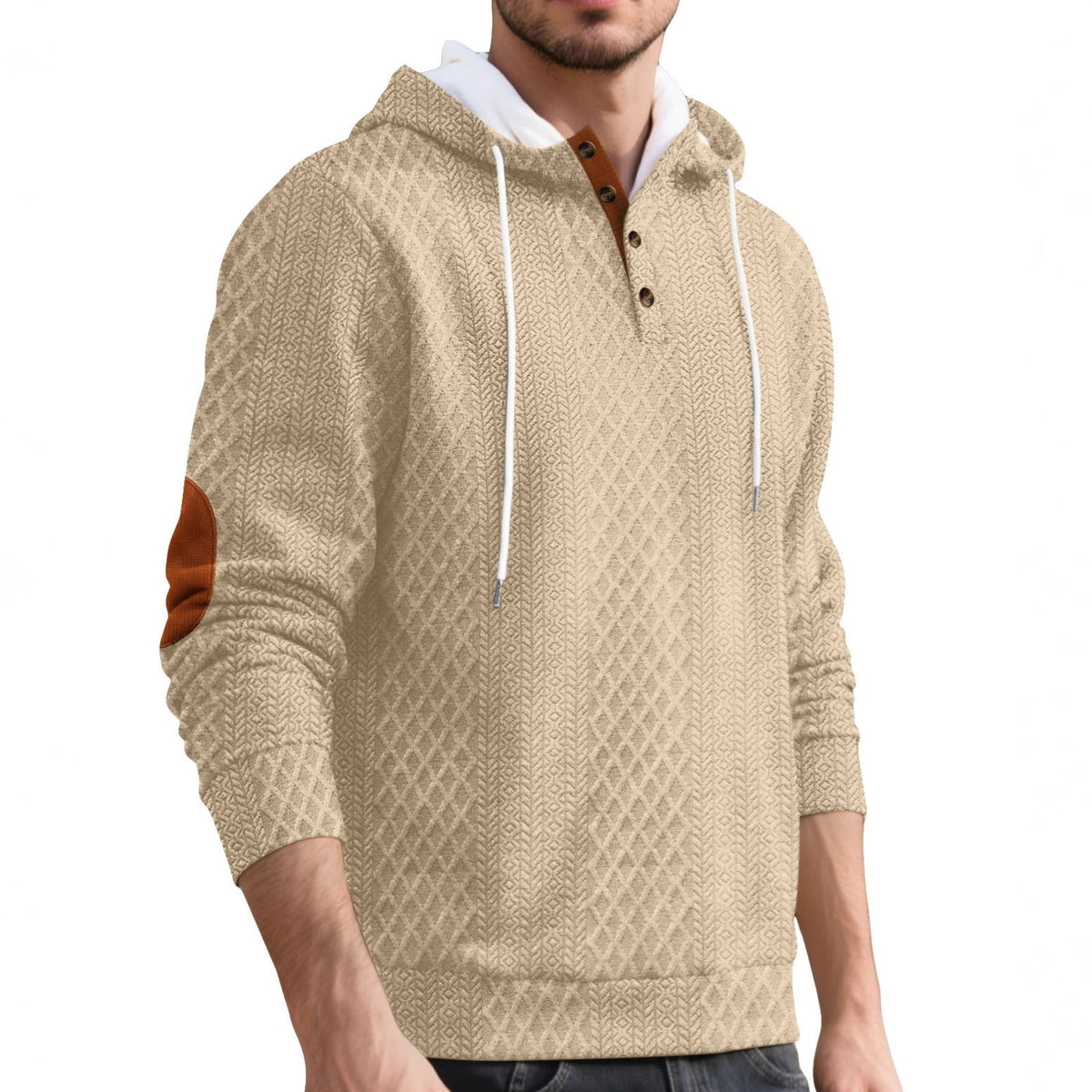 Cross-border European And American Amazon Men's Casual Pullover Jacquard Solid Color Hooded Embroidery Sports Thickened Autumn And Winter Sweats