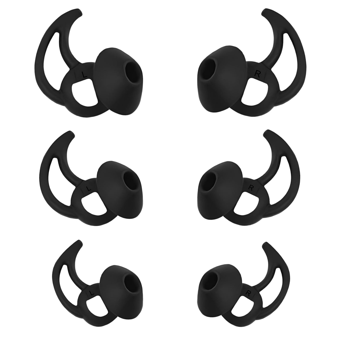 WKYMY Earbud Replacement Tips Silicone Earbud Tips Earbud Caps Compatible with Bose Quietcomfort and Sport Headphone Ear Tips Earbud Rubber Tips 3 Pairs S M L Black