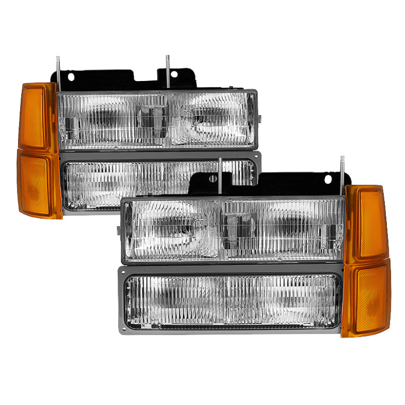 xTune Chevy Suburban 94-98 Faros con luces de esquina y estacionamiento 8 piezas - OEM HD-JH-CCK94-OE-C-SET
