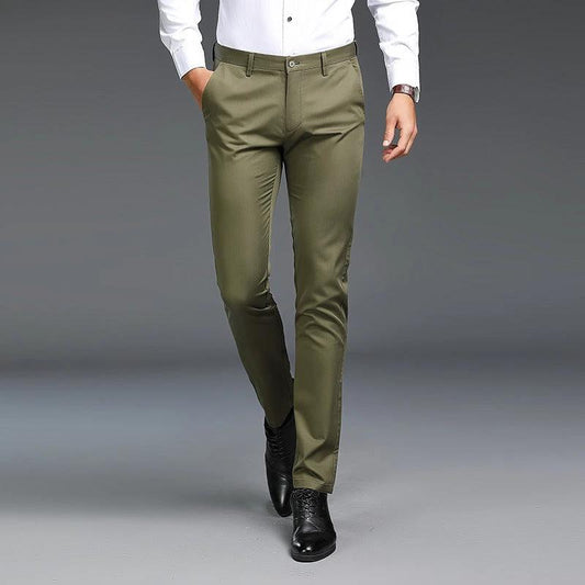 Pantalones de vestir para hombre, casual, que no necesitan planchado, corte entallado