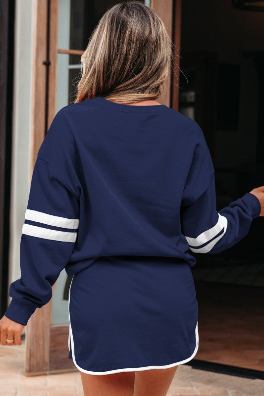 Conjunto de jersey y minifalda Varsity Stripe