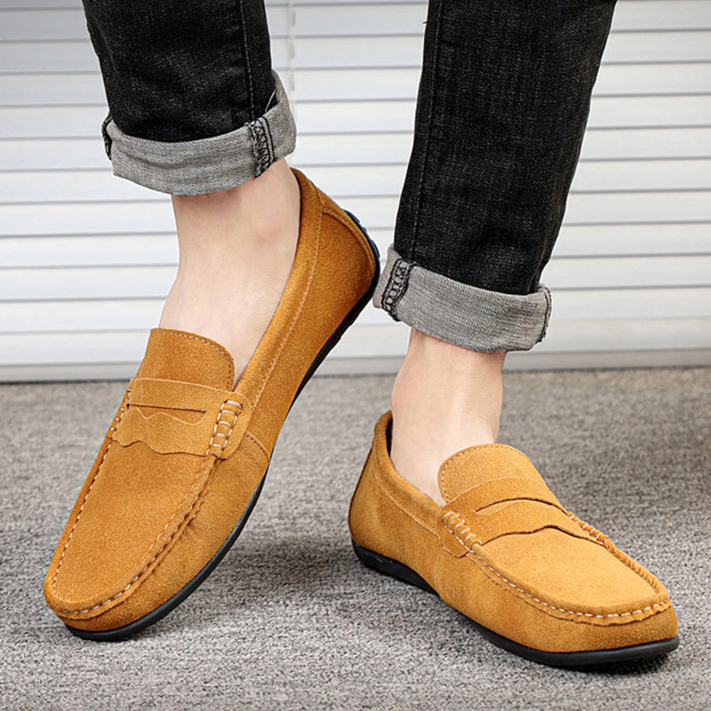 Men's Solid Color Suede Loafers