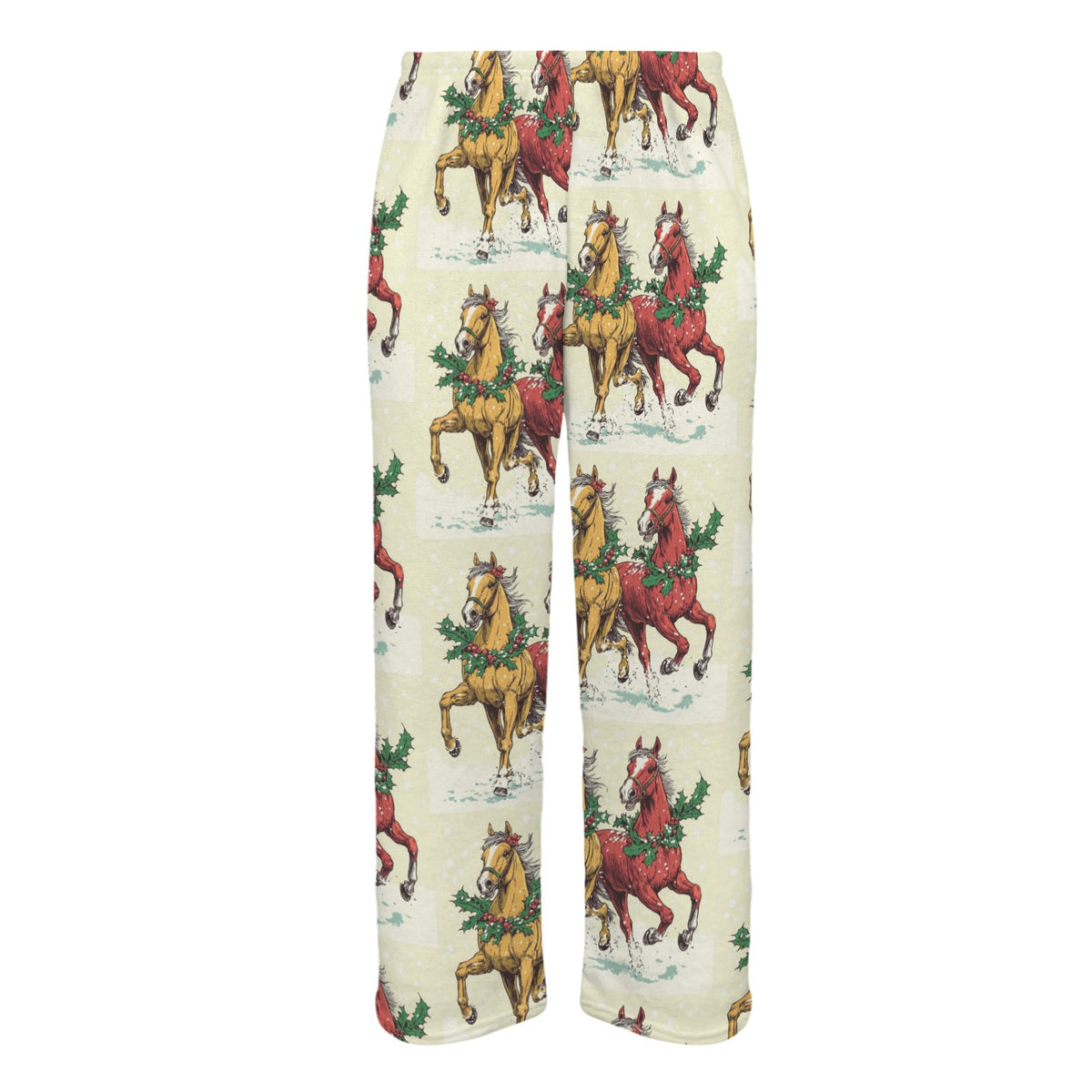 Horses at Christmas Men's Flannel Pajama Trousers (Made in the USA)