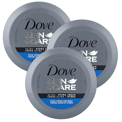 Dove Men+Care Ultra Hydra Cream Face Hands and Body care All Skin Types 3-Pack of 5.07 Oz Each Jar