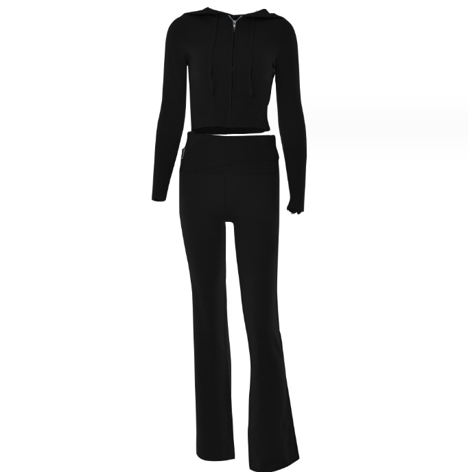 Conjunto de suéter de manga larga y pantalón largo de tiro alto