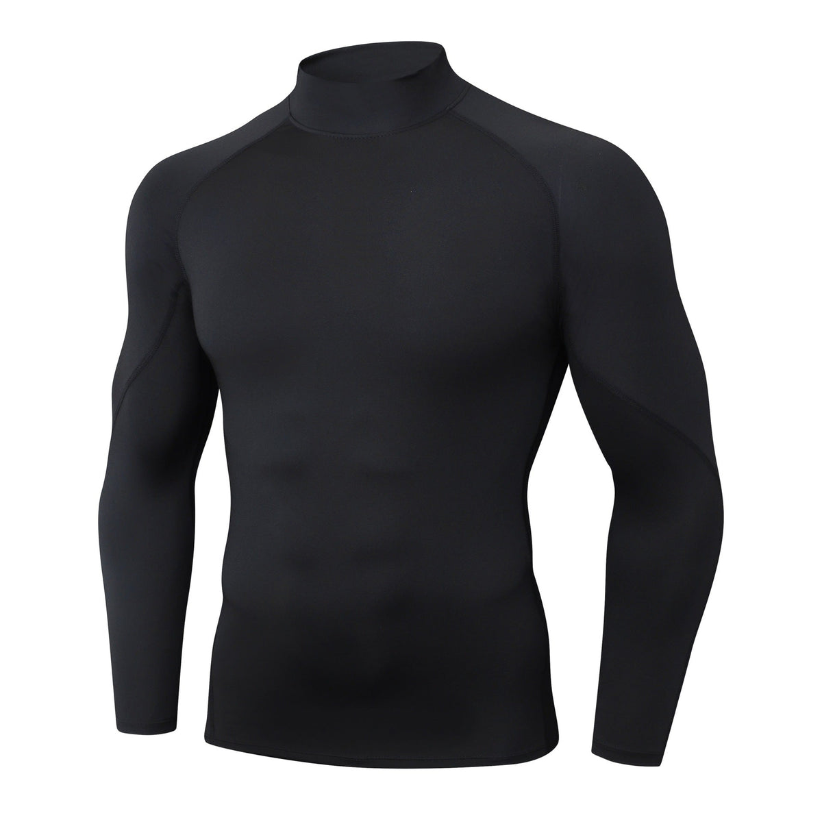 Cross-border Explosions Outdoor Sports Fitness Clothes Men's Running High Collar Long Sleeve Moisture-absorbing Quick-drying Clothes Training Tight Clothes Men
