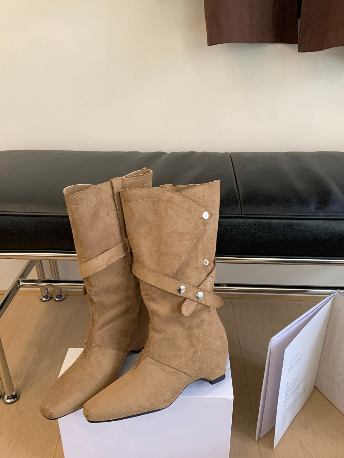 Women's Hidden-heel Suede Womens Riding Boots
