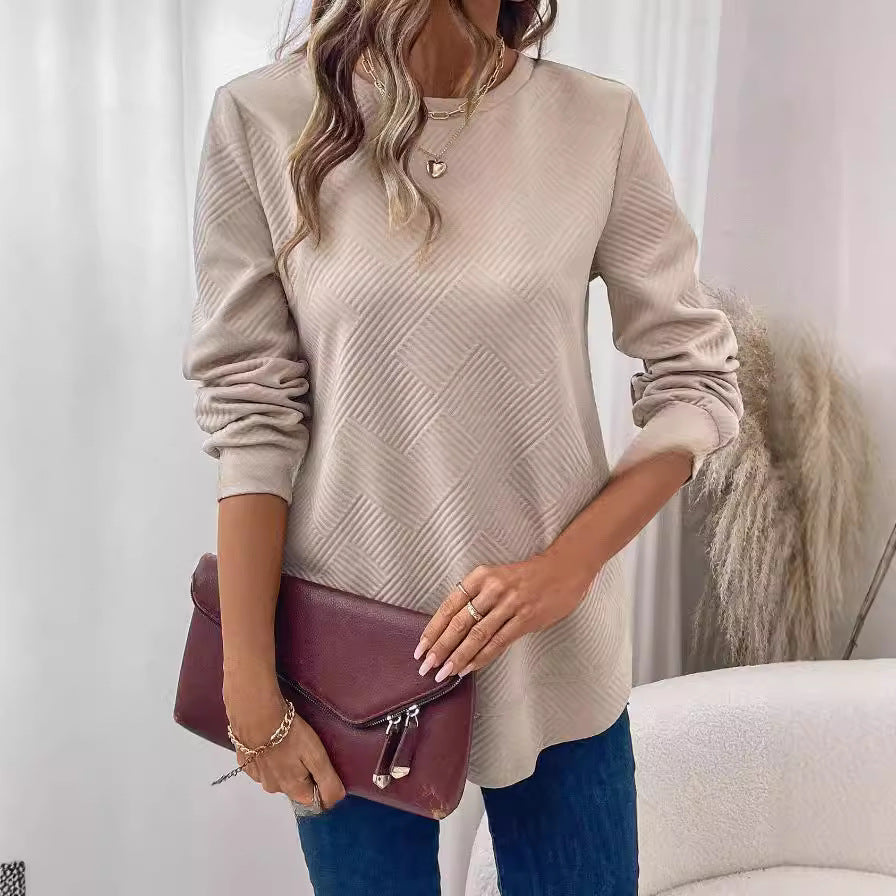 Women's Crew Neck Casual Long Sleeve Shirt See size chart under “more details”