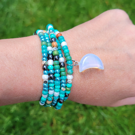 Pulsera envolvente de cuentas de inspiración oceánica bohemia