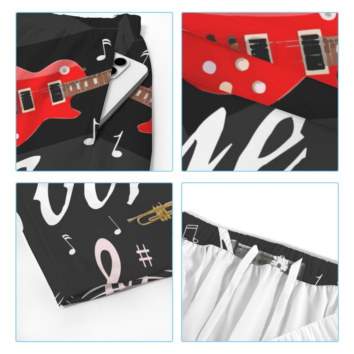 Crank Up the Volume Men's All Over Print Elastic Beach Shorts