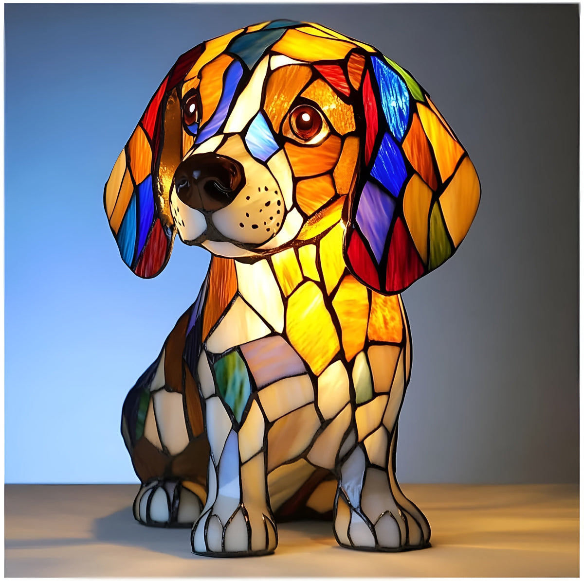 Tiffany Style Dog Table Lamp
