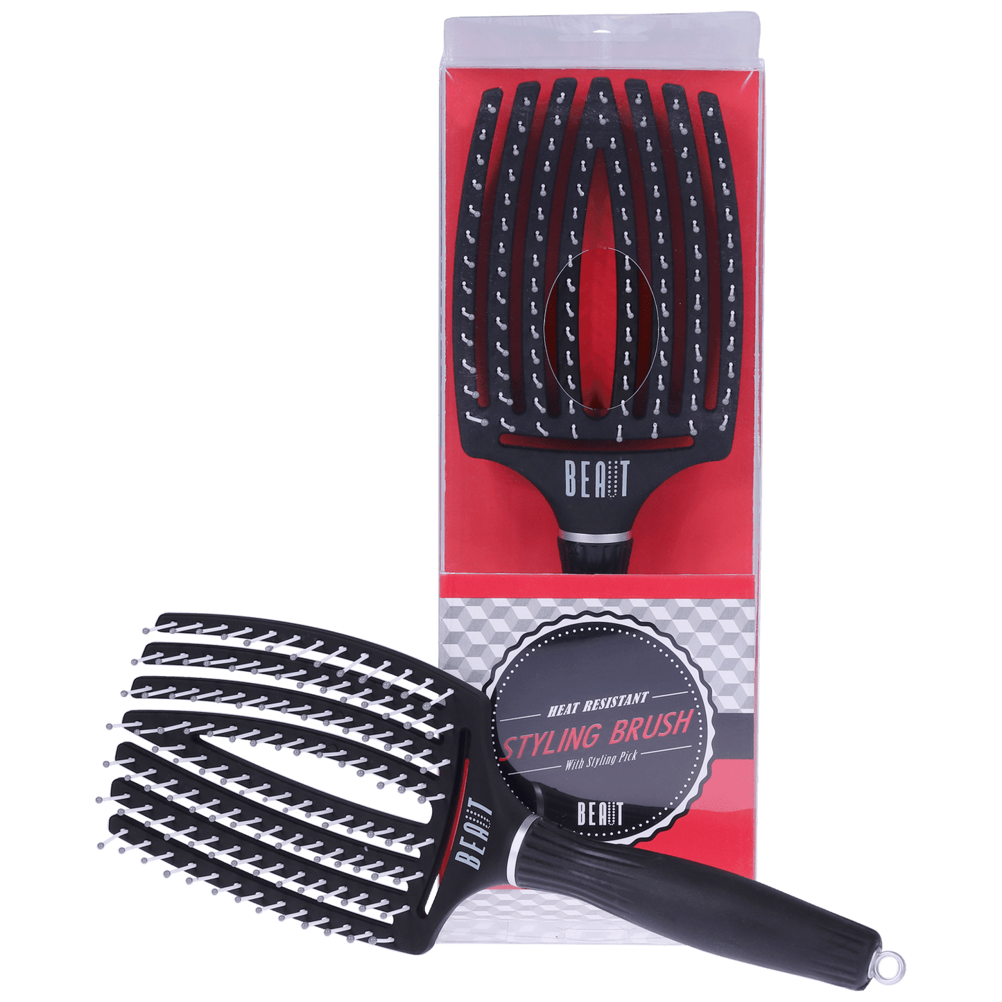 Beaut Heat Resistant Styling Brush with Styling Pick